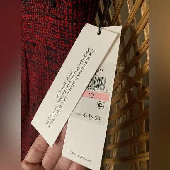 NWT - Calvin Klein - Burgundy with Black Embellishments Dress - Picture 4 of 5